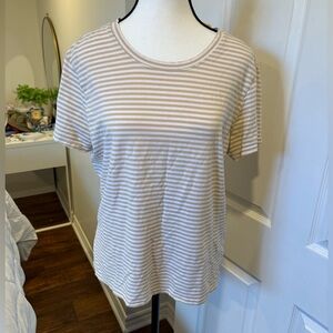 Vintage GAP Striped Tee XL Beige White Soft Cotton T-Shirt